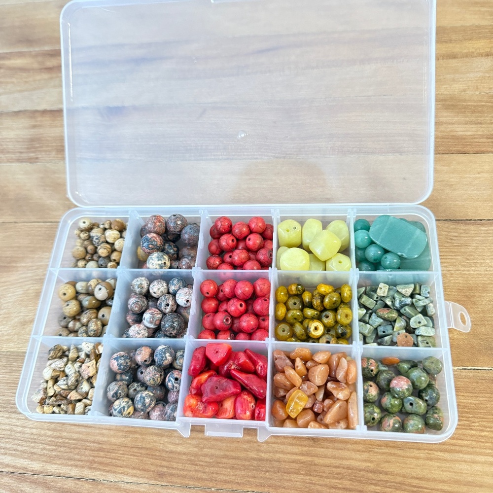 Natural Gemstone Beading Kit Picture Jasper Red Coral Serpentine Unakite And +++